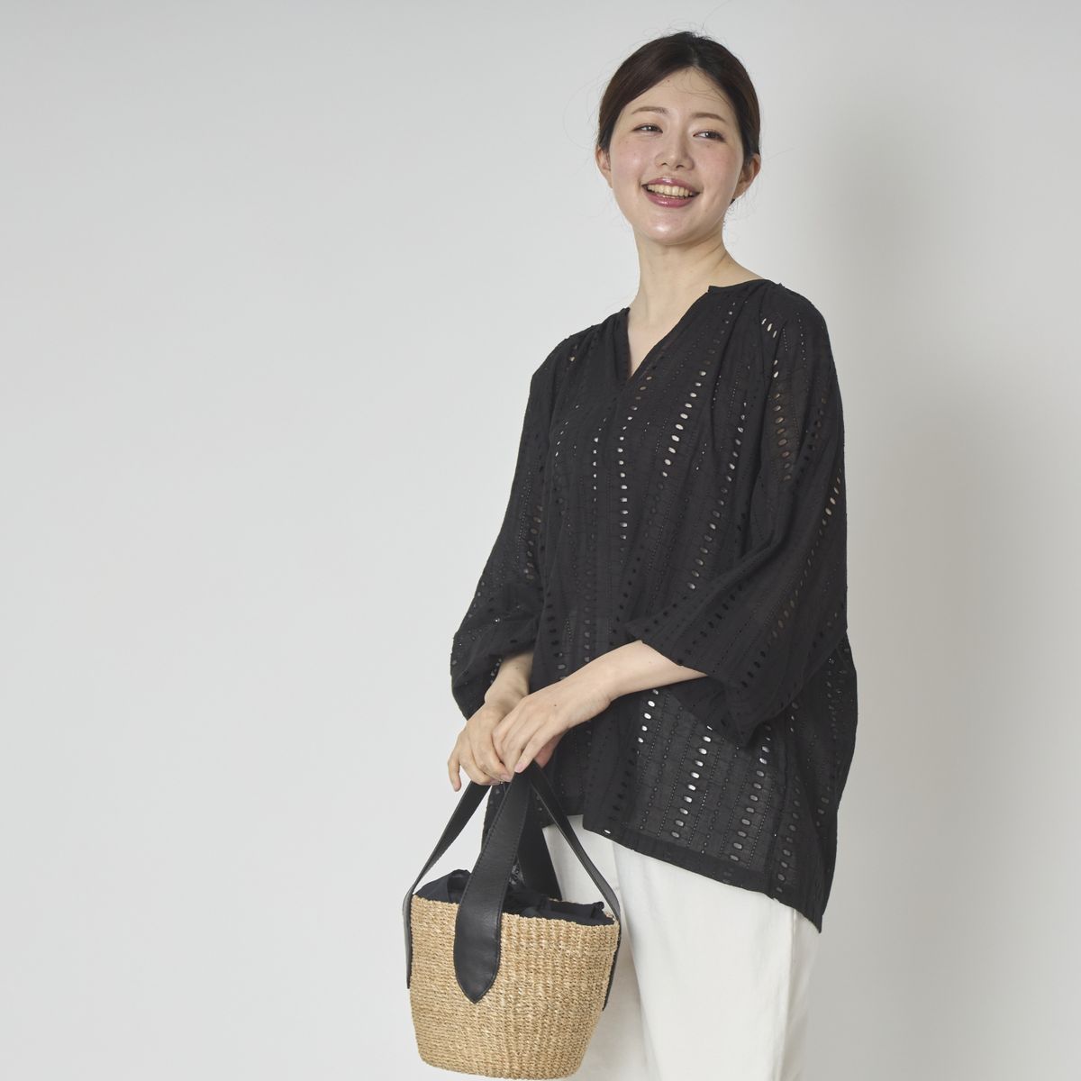 PEINDRE/レースキーネックブラウス